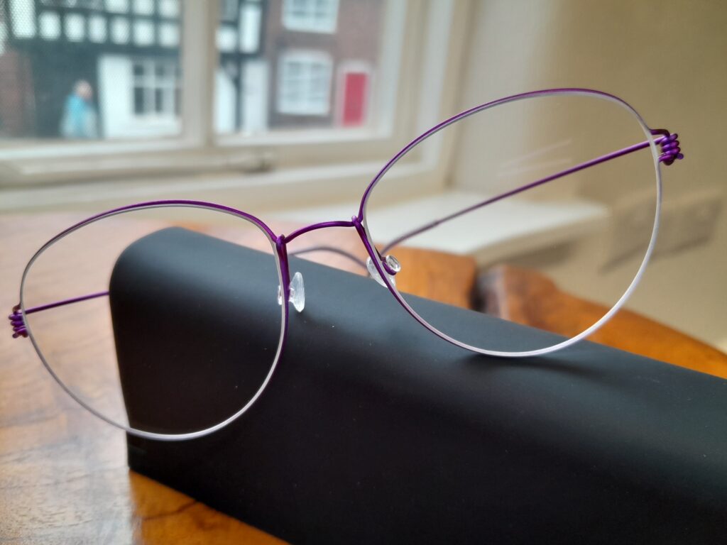 lightweight lindberg glasses frame in purple