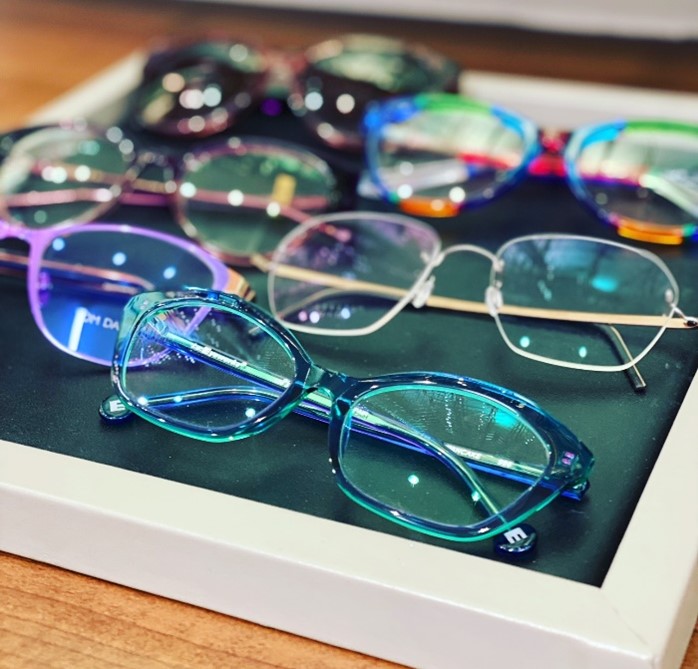 tray of quality handmade spectacle frames