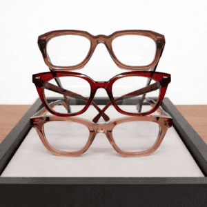 three beautiful Ahlem spectacle frames in muted tones