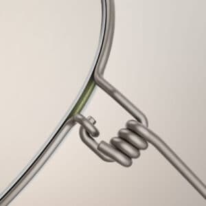 a close up of a Lindberg frame hinge with no screws