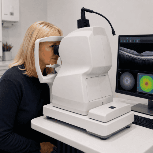Lady having an OCT scan