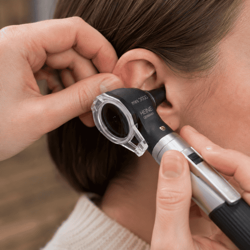 Lady having her hearing checked