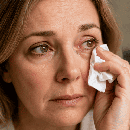 Lady with watering eyes